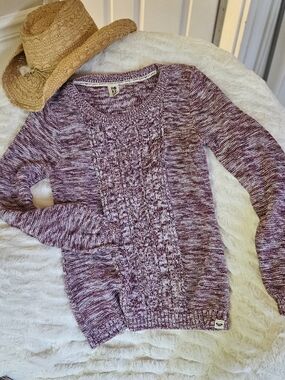 Roxy Marled Cable-Knit Pullover Sweater - Mauve